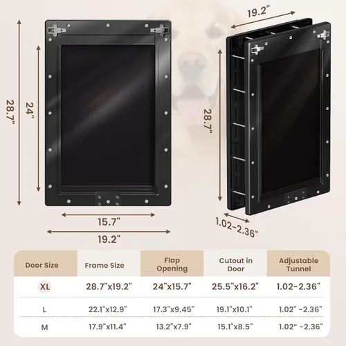 Vista 2 de Puerta XL para Perro para Puerta, Puerta Extra Grande para Perro de Plástico Resistente a la Oxidación para Puertas Interiores y Exteriores, Puerta