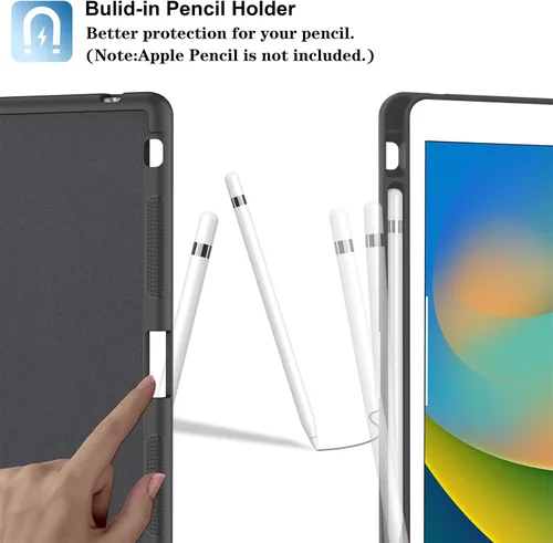 Vista 3 de Supveco Funda para iPad de 9ª/8ª/7ª Generación 10.2 pulgadas (Modelo 2021/2020/2019) con Soporte para Lápiz, Funda Folio Premium con Soporte