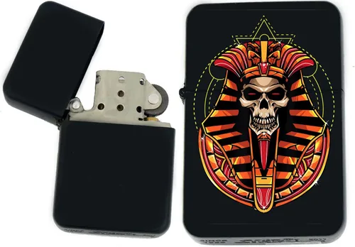 Vista 43 de Faraón, egipcio, tutankamón, cleopatra, ojo de Horus, pirámides-Ankh, leona-diosa única coleccionable s Infinity negro mate encendedores a prueba