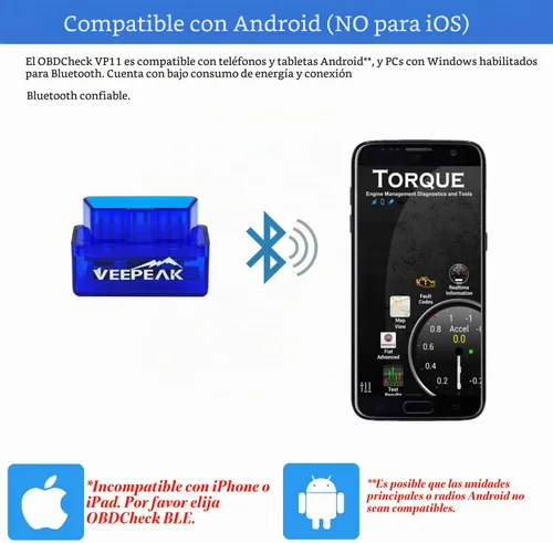 Vista 3 de Veepeak Mini escáner del OBD II de Bluetooth para Android SOLAMENTE, herramienta de la exploración del diagnóstico del coche del lector del código