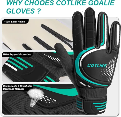 Vista 6 de Guantes de Portero de Fútbol – Guantes de Portero para Niños, Niñas y Jóvenes, Guantes de Portero para Niños de 8-12 con Agarres Fuertes, Palmas