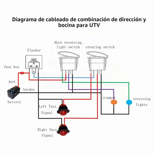 Vista 2 de Kit universal ATV UTV SXS para calle con interruptor basculante, señal de giro, luz intermitente, bocina, relé
