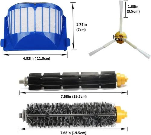 Vista 2 de Piezas de repuesto para aspiradora iRobot Roomba 600 Series 692 694 690 680 660 665 651 650 614 595, incluye cepillo de cerdas, cepillo batidor