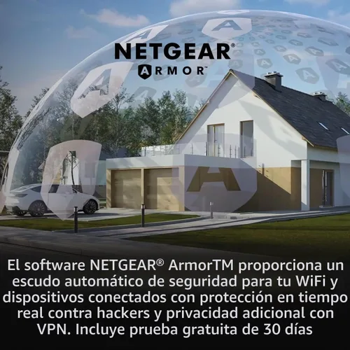 Vista 8 de NETGEAR Orbi Quad-Band WiFi 6E Mesh System (RBKE962), enrutador + 1 extensor de satélite, características de seguridad, velocidad de hasta 10.8