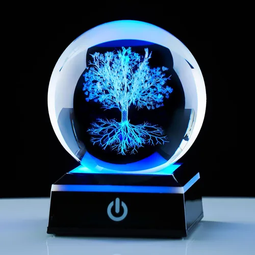 Vista 11 de Bola de cristal 3D con forma de gato y luz nocturna, regalos para mujeres, esposa, novia, niños, lámpara de cristal de 3.15 pulgadas, decoración