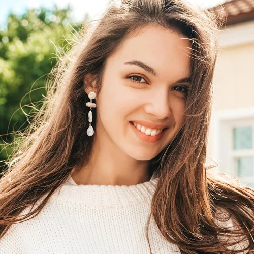 Vista 3 de Aretes de perlas para mujer, aretes colgantes de perlas para adolescentes y niñas, aretes de perlas, elegantes aretes de perlas, aretes colgantes