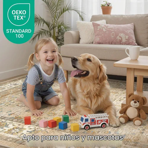 Vista 9 de befbee - Alfombra para sala de estar, lavable y resistente a manchas, con base antideslizante, ideal para dormitorio y cocina, decoración clásica