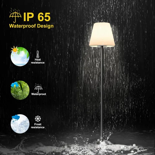 Vista 5 de Gewiny Lámpara de pie exterior Lámparas solares para exteriores Lámpara de pie impermeable recargable Lámpara de pie solar inalámbrica regulable LED