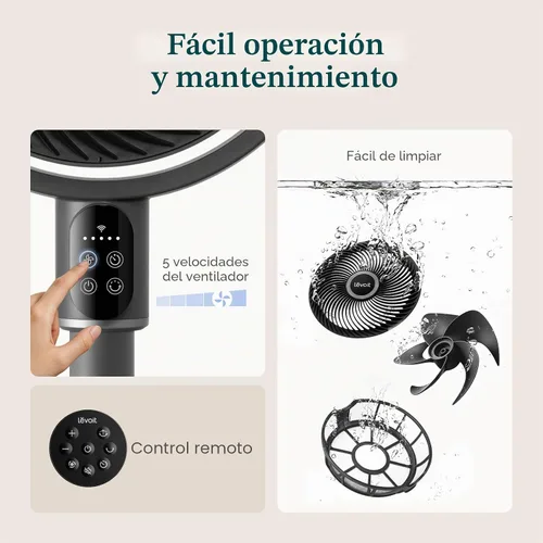 Vista 7 de LEVOIT Ventilador de pie para dormitorio, ventilador de pedestal oscilante de 90°, silencioso de 20 dB para dormir, flujo de aire de 1024 CFM