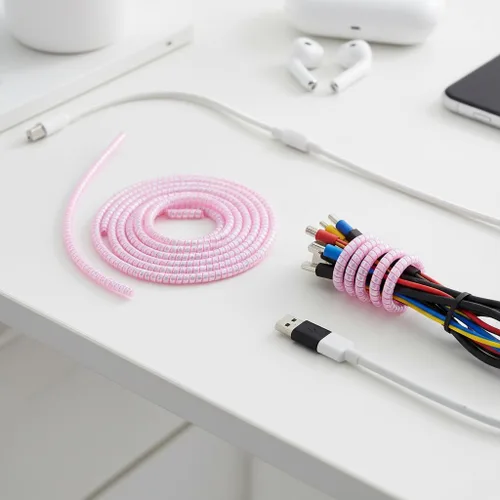 Vista 2 de 2 protectores de cables en espiral para auriculares y cables de datos, ayuda a organizar y proteger varios cables como cargadores, auriculares