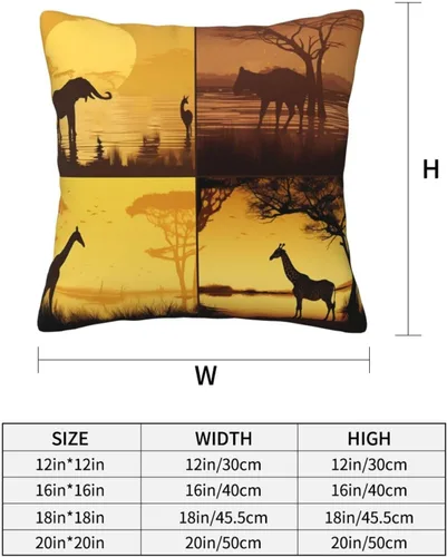 Vista 2 de Fundas de almohada decorativas de 16 x 16 pulgadas, fundas de almohada para sofá, animales de pastizales africanos, fundas de almohada cuadradas