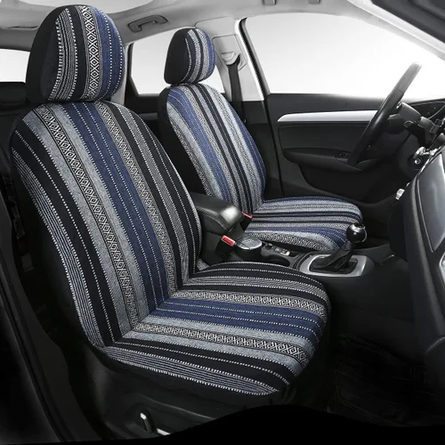 Vista 11 de Baja Saddle Blanket - Fundas de asiento de automóvil, 4 piezas delanteras, transpirables y lavables, tejido a rayas, funda de asiento universal