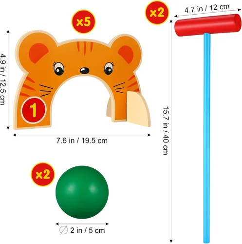 Vista 8 de Toyvian Juego de croquet para niños con mazos de madera de croquet, juego familiar clásico para césped, patio trasero, parque y más