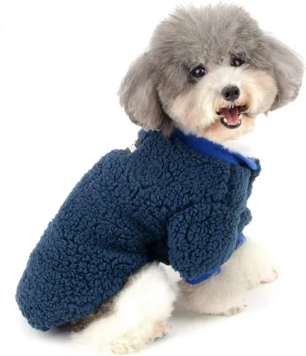 Vista 10 de Zunea Suéter de invierno para perros pequeños, ropa de vellón para cachorros, sherpa cálida chaqueta de chihuahua, ropa de otoño para mascotas
