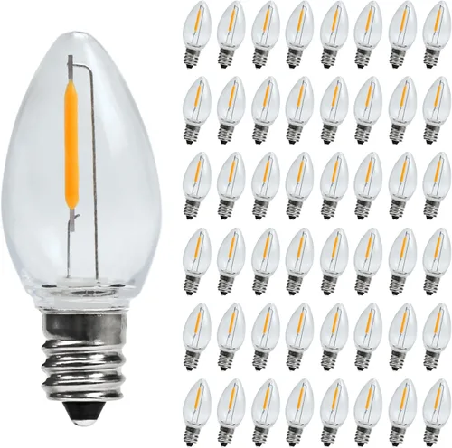 Vista 8 de Bombilla LED de noche, bombillas LED de repuesto para luces de Navidad, bombillas LED inastillables e impermeables, base de candelabro E12, 0.6 W