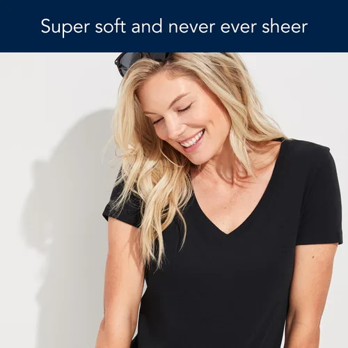 Vista 5 de vineyard vines Camiseta simple de manga corta con cuello en V para mujer