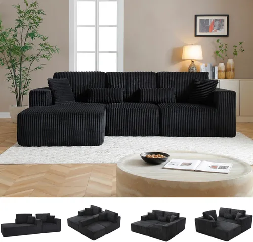Vista 14 de Cloud Sofá modular moderno de 108 pulgadas con asiento profundo, sofás de pana sin hueso con diván en forma de L para sala de estar, no requiere