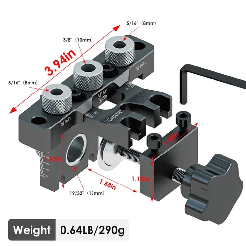 Vista 3 de Kit de plantilla de taco autocentrado - Kit de plantilla de taco para agujeros rectos, herramienta ajustable de ancho para juntas de carpintería