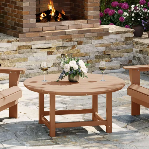 Vista 29 de WestinTrends Mesa de café de patio cuadrada de HDPE Malibu para exteriores de bajo perfil, marrón oscuro