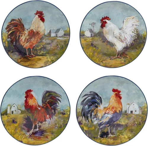 Vista 2 de Certified International Rooster Meadow - Juego de vajilla de 16 piezas, servicio para 4