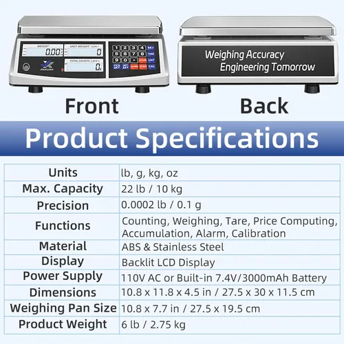 Vista 9 de Balanza de conteo de precio industrial, balanza de banco digital de 22lb/10kg x 0.1g para inventario de piezas pequeñas, balanza de monedas