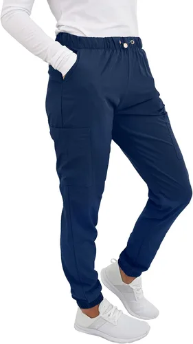 Vista 19 de Pantalones quirúrgicos Green Town para mujer - Pantalón quirúrgico jogger, bolsillos cargo, tela elástica, cordón de ajuste, fácil cuidado Negro