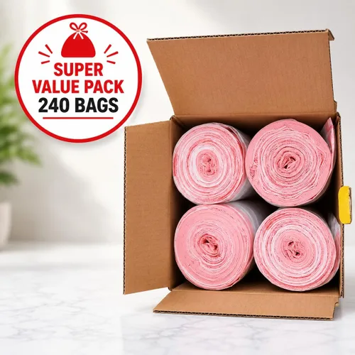 Vista 7 de Bolsas de basura pequeñas con cordón blanco de 1.2 galones (240 bolsas), código A, 4.5 litros, bolsas de basura para baño, bolsas de basura de 1