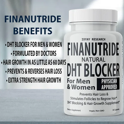 Vista 7 de Finanutride Natural DHT Blocker & Cápsulas de crecimiento del cabello para prevenir la pérdida de cabello, estimular los folículos capilares
