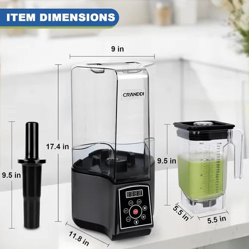 Vista 7 de CRANDDI Smart Commercial Blender - Pantalla táctil digital con tapa extraíble, capacidad de 80 onzas, 3 programas preestablecidos con batido, jugo