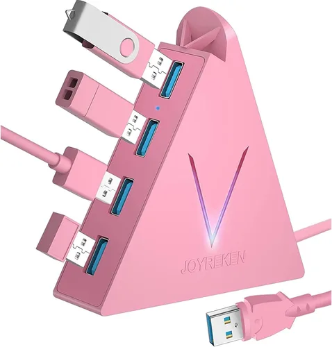 Vista 12 de FlyingVHUB Hub USB 3.0 de 4 puertos, torre concentrador USB con cable extendido de 2 pies, divisor USB para laptop, PC, PS4, PS5, Xbox, mouse Negro