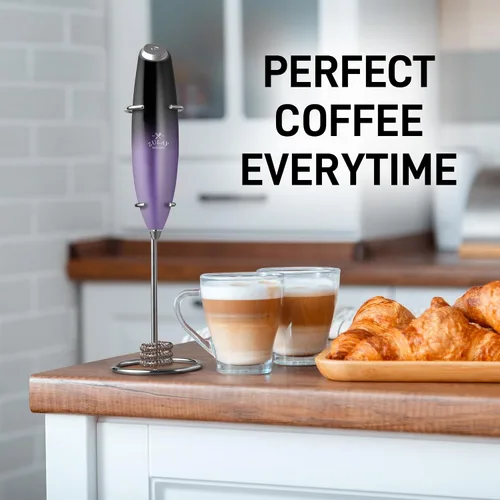 Vista 308 de Zulay Milk Boss Espumador de leche potente manual, hace espuma para latte, batidor para mezclar bebidas, café, miniespumador para capuchino, frappé