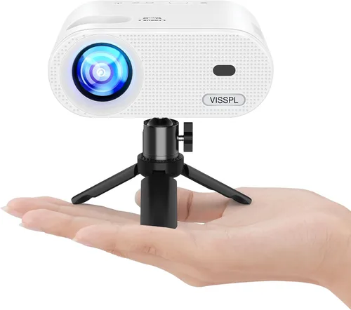 Vista 9 de Mini proyector con WiFi y Bluetooth, proyector VISSPL Full HD 1080P, proyector portátil para exteriores con trípode, proyector de cine en casa