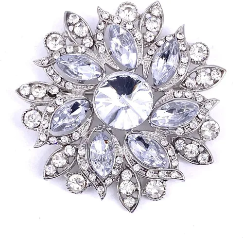 Vista 8 de LAXPICOL Broche Vintage de Flores Elegante con Cristales Austríacos para Mujer Negro