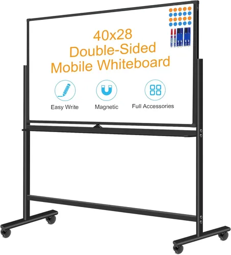 Vista 17 de BSTPCOO Pizarra magnética de borrado en seco con soporte, pizarra blanca de doble cara de 36 x 24 pulgadas con soporte, pizarra blanca móvil rodante