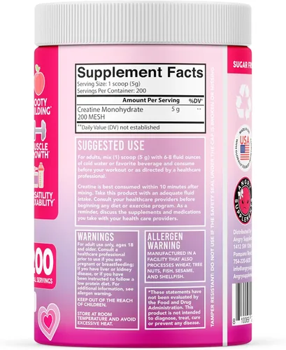 Vista 3 de Mezcla de bebida en polvo de creatina monohidrato para mujer, 100% creatina pura micronizada, 0.18 onzas por porción, apoyo energético