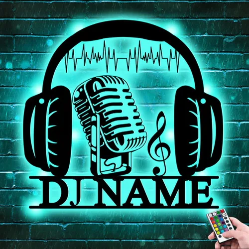 Vista 10 de Letrero de neón personalizado para reproductor de DJ, nombre personalizado, auriculares, reproductor de disco DJ, letrero de luz LED de metal