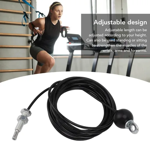 Vista 4 de Sistema de polea de fitness resistente, cable ajustable, cuerda de alambre de acero, gimnasio, ejercicio en casa, color negro