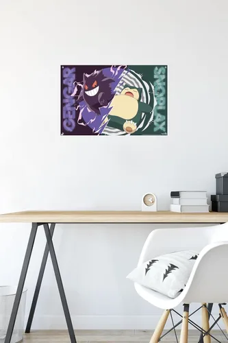 Vista 6 de Pokémon - Póster de pared de batalla de Gengar Snorlax con alfileres