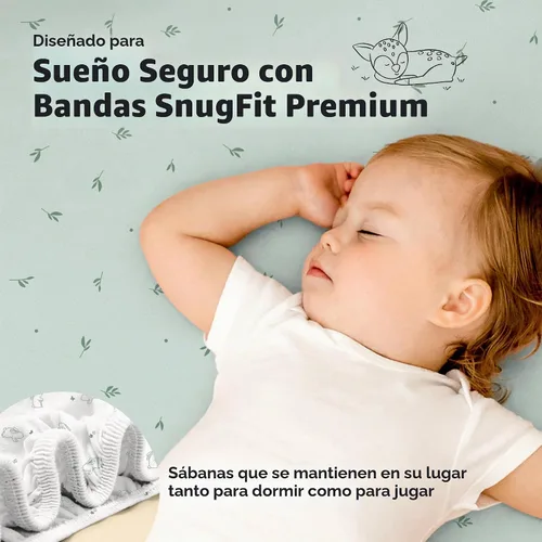 Vista 5 de Pack and Play - Juego de sábanas bajeras para cuna, paquete de 2 unidades conejitos