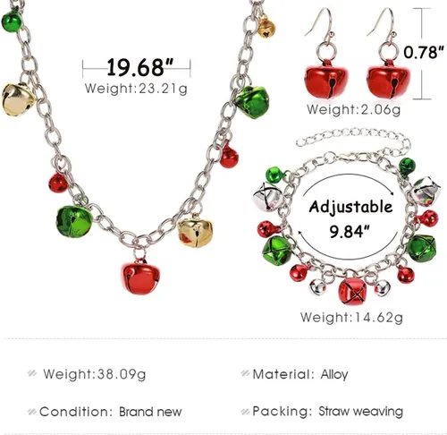 Vista 2 de Ronglry Christmas Jewelry Sets for Women Girls Christmas Necklace for Women Christmas Necklaces Bracelet Earring Christmas Snowflake Bell Tree