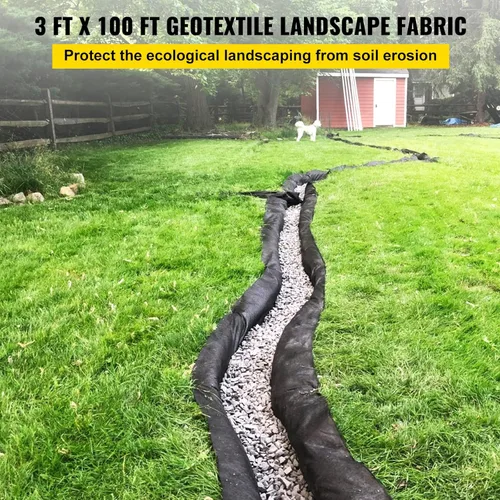 Vista 2 de VEVOR Tela de Geotextil para Paisajismo, 3 pies x 100 pies 4 oz, PP No Tejido con Resistencia a Tracción de 350N y Capacidad de Carga de 440N