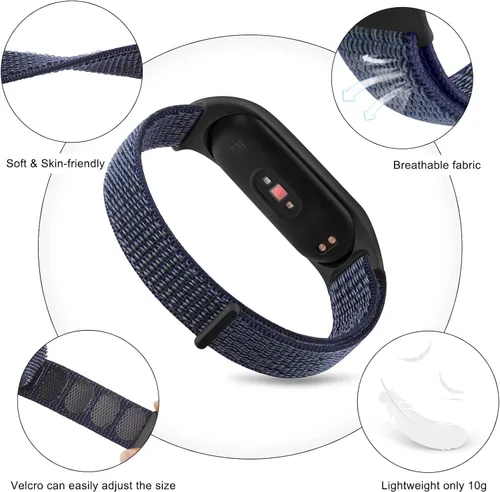 Vista 3 de Wanme Bandas de nailon para Amazfit Band 5 correas de repuesto para mujeres y hombres, paquete de 2 correas deportivas de nailon suave compatibles