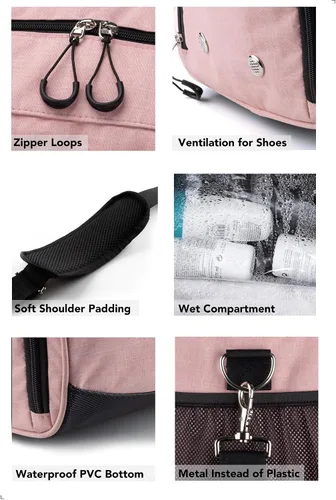 Vista 4 de Bolsa de gimnasio V1 para hombres y mujeres con compartimento para zapatos y artículos húmedos, bolsa de lona para viajes, deportes, fitness