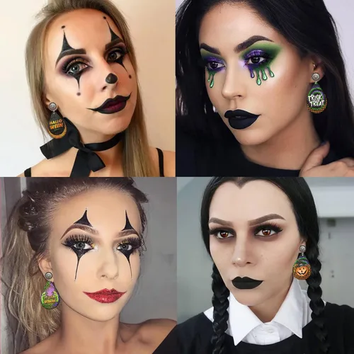 Vista 5 de Aretes de Halloween para mujer diseño de calabaza araña fantasma calavera aretes de gota de Halloween para mujer juego de joyas de Halloween