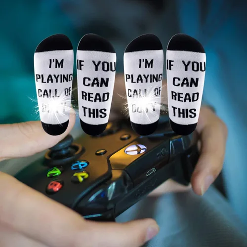 Vista 6 de LEVLO Call Game Lover Gift Video Games Calcetines de algodón elástico cómodo unisex calcetines para jugadores