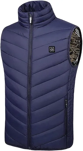 Vista 5 de tuduoms Chaleco térmico para mujeres y hombres, chaqueta de plumón eléctrica cálida de invierno recargable por USB, sin batería, Negro