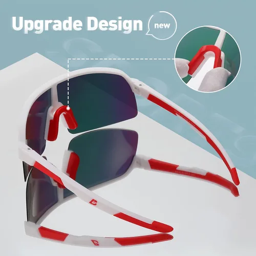 Vista 5 de Bevi Lentes de sol deportivos polarizados con marco TR90 duradero y flexible para hombres y mujeres, correr, conducir, ciclismo, etc