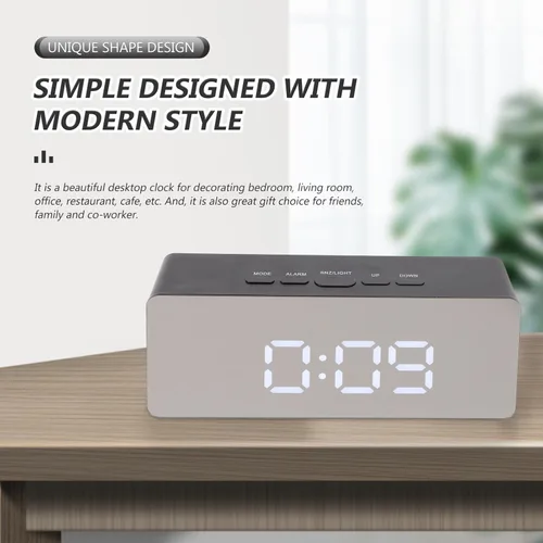 Vista 5 de Garneck Reloj despertador digital silencioso reloj despertador digital con pantalla LED, reloj de escritorio para el hogar, oficina, dormitorio
