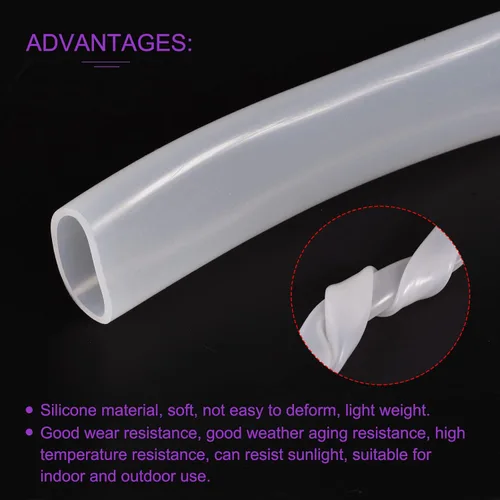 Vista 5 de DMiotech 7/8 "(22mm) ID 1 "(26mm) OD 3.3 pies tubo de silicona translúcido industrial tubo de silicona para bomba de aire de agua