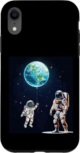 Vista 25 de Astronauts in Space Parent & Child in spacesuits with Planet Case for iPhone 16